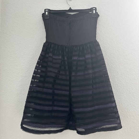 Vintage Y2K BeBop Empire Waist Strapless Mini Cocktail Dress Womens S Black Mesh - Picture 6 of 14